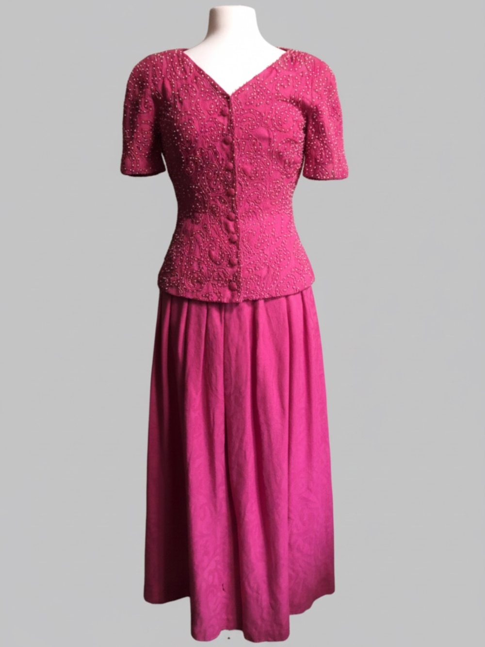 Vintage Marie St Claire Beaded 2-Piece Midi Dress